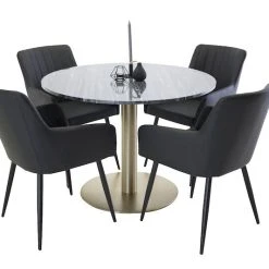 Estelle Ruokapöytä 106 Cm Pyöreä Kulta/musta Marmorikuviointi -Veke Myymälä 19931 568 1 17703 458 4