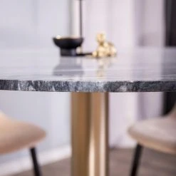 Estelle Ruokapöytä 106 Cm Pyöreä Kulta/musta Marmorikuviointi