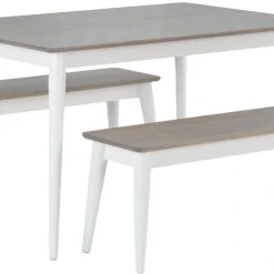 Veke Kaarna 4-hengen Ruokailuryhmä Penkeillä 130x90 Cm Harmaa/valkoinen 13 Veke Kaarna 4-hengen Ruokailuryhmä Penkeillä 130x90 Cm Harmaa/valkoinen -Veke Myymälä 2194007 2194023 1