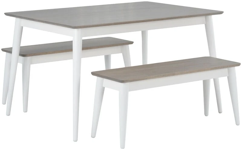 Veke Kaarna 4-hengen Ruokailuryhmä Penkeillä 130x90 Cm Harmaa/valkoinen 8 Veke Kaarna 4-hengen Ruokailuryhmä Penkeillä 130x90 Cm Harmaa/valkoinen - Image 6