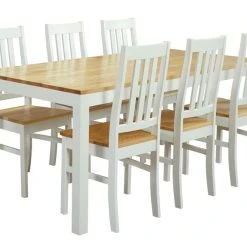 Veke Moona Jatkettava 6-hengen Ruokailuryhmä, Valkoinen/ Koivu