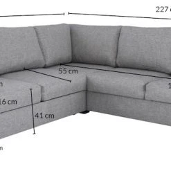 Veke Alva Kulmavuodesohva 2C2 Antrasiitti Adria Zemin 750 -Veke Myymälä Alva kulmavuodesohva 2C2 mittakuva