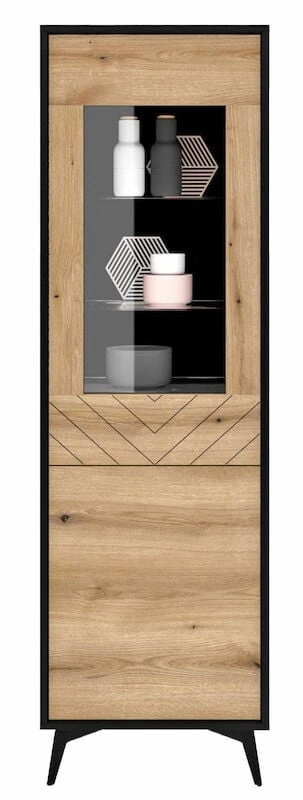 Eureka Dumont Vitriini 54x39x178 Cm Tammi/musta 3 Eureka Dumont Vitriini 54x39x178 Cm Tammi/musta