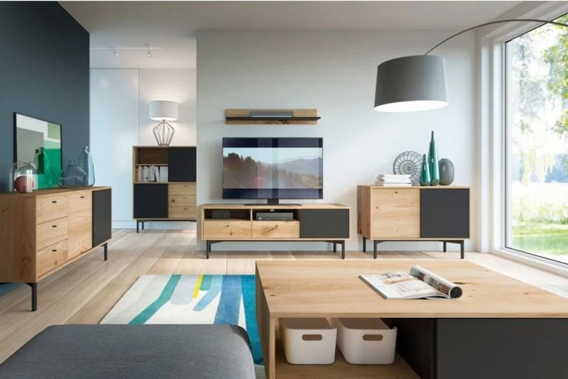 Eureka Tuuli Tv Taso 151x41 Cm Tammi/musta 4 Eureka Tuuli Tv Taso 151x41 Cm Tammi/musta - Image 2