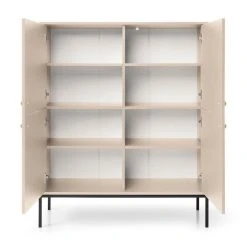 Eureka Fine Kaappi 4-ovella Beige 13 Eureka Fine Kaappi 4-ovella Beige -Veke Myymälä Fine kaappi beige edesta auki