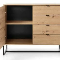 Eureka Fore Senkki 103x39x89 Cm Tammi/musta -Veke Myymälä Fore senkki 103x39x89 cm tammi musta ovet auki