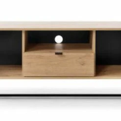 Eureka Fore Tv-taso 153x39x54 Cm Tammi/musta -Veke Myymälä Fore tv taso 153x39x54 cm tammi musta ovet auki