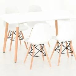 Veke Fox-Elea 4-hengen Ruokailuryhmä Valkoinen/luonnonväri -Veke Myymälä Fox Elea 4 hengen ruokailuryhma valkoinen luonnonvari 1 1