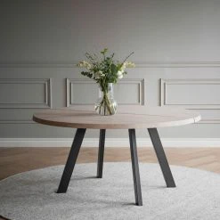 Rowico Fred Ruokapöytä Pyöreä 160 Cm Musta Tammi/musta Metallijalka