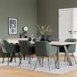 Rowico Bolton Tuoli Vihreä -Veke Myymälä Fred table 117420 Bolton armchair 119933 Fred sideboard 117421 05