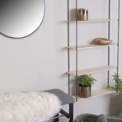 House Nordic Eindhoven Seinähylly Musta/puu -Veke Myymälä HouseNordic Eindhoven seinahylly 1