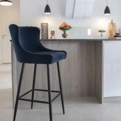 House Nordic Dallas Samettinen Baarituoli Tummansininen -Veke Myymälä House nordic samettinen baarituoli tummansininen 8