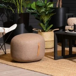 Hübsch Mochi Villarahi Nahkahihnalla 50 Cm Ruskea -Veke Myymälä Hubsch Mochi villarahi nahkahihnalla