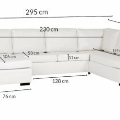Veke Joel U-kulmasohva Vasen A3D, Musta Bonded Nahka 900