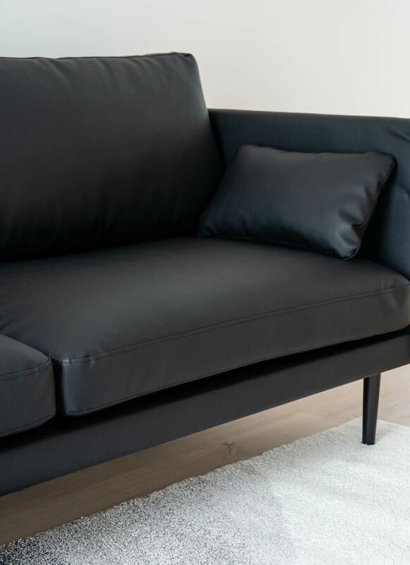 Veke Kajo 3-istuttava Sohva Musta Bonded-nahka, Mustat Jalat 5 Veke Kajo 3-istuttava Sohva Musta Bonded-nahka, Mustat Jalat - Image 3
