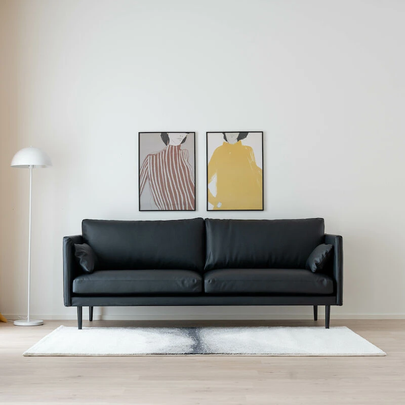 Veke Kajo 3-istuttava Sohva Musta Bonded-nahka, Mustat Jalat 6 Veke Kajo 3-istuttava Sohva Musta Bonded-nahka, Mustat Jalat - Image 4