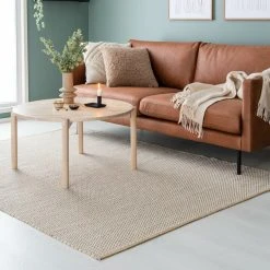 Veke Koivu Pyöreä Sohvapöytä Ø80 Cm Koivu Luonnonväri -Veke Myymälä Liplatus puuvillamatto okra valkoinen miljoossa web 15