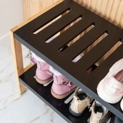 Veke Lovi Kenkäteline 2-tasoa, Musta/tammi -Veke Myymälä Lovi kenkateline kaksiosainen miljoossa web 3