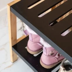 Veke Lovi Kenkäteline 2-tasoa, Musta/tammi -Veke Myymälä Lovi kenkateline kaksiosainen miljoossa web 4