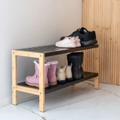 Veke Lovi Kenkäteline 2-tasoa, Musta/tammi -Veke Myymälä Lovi kenkateline kaksiosainen miljoossa web 6