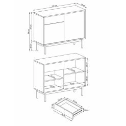 Eureka Milo Senkki 104x39 Cm Tammi/harmaa 7 Eureka Milo Senkki 104x39 Cm Tammi/harmaa -Veke Myymälä Milo senkki 104x39 cm mittakuva