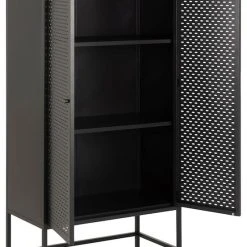 Ei Brändiä Newcastle Korkea Kaappi 80x40x160 Cm Mattamusta -Veke Myymälä Newcastle korkea kaappi mattamusta 2