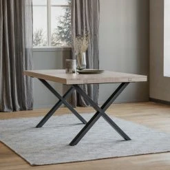 Rowico Brooklyn Ruokapöytä 170x95 Cm Tummanruskea Tammi/musta X-jalka