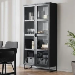 Veke Myymälä -Veke Myymälä Rowico everett vitriini 95x41x195 musta miljoo