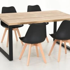 Veke Ruska-Salla 4-hengen Ruokailuryhmä Antiikkipetsattu/musta/musta -Veke Myymälä Ruska Salla 4 hengen ruokailuryhma manty musta musta 1 1