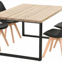 Veke Ruska-Salla 4-hengen Ruokailuryhmä Antiikkipetsattu/musta/musta -Veke Myymälä Ruska Salla 4 hengen ruokailuryhma manty musta musta 3 1