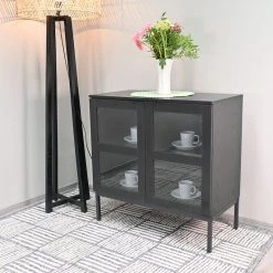 Tenstar Siera Matala Vitriini 80x40x80 Cm Musta -Veke Myymälä Siera lasiovikaappi matala musta1