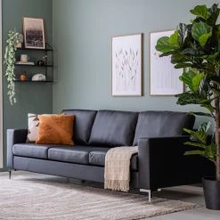 Veke Toronto 3-istuttava Sohva Musta Madryt Noir 910 PU-keinonahka, Metallijalat -Veke Myymälä Toronto 3 istuttava sohva musta nahka miljoossa web 24