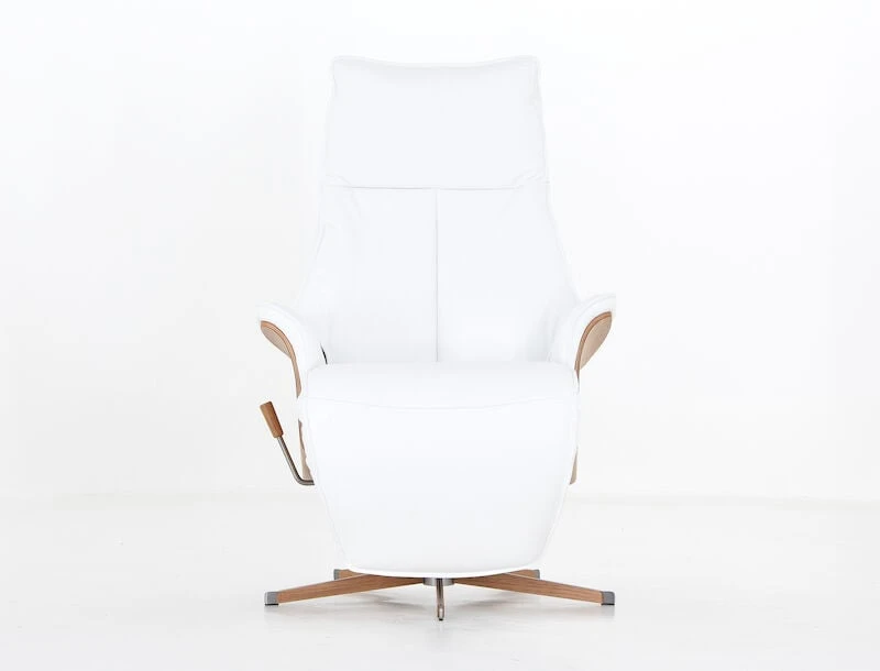 Veke Aava Lux Mekanismituoli Valkoinen 7016 Nahka, Original-wood Jalka - Image 3