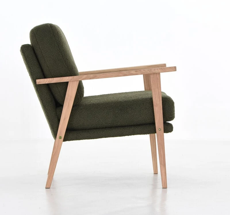 Veke Airy Teddy Nojatuoli Tummanvihreä Oreo 14, Valkaistu Tammi Jalat - Image 6