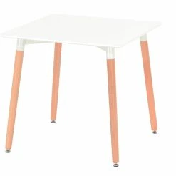 Veke Fox Ruokapöytä 80x80 Cm Valkoinen, Luonnonväriset Jalat