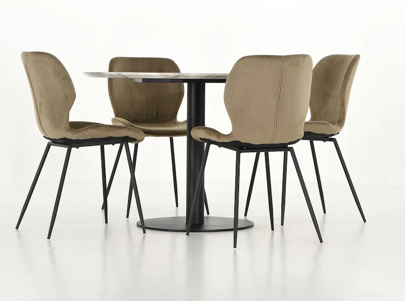 Veke, House Nordic House Nordic Bolzano-Aava 4-hengen Pyöreä Ruokailuryhmä Marmori/musta/beige - Image 3