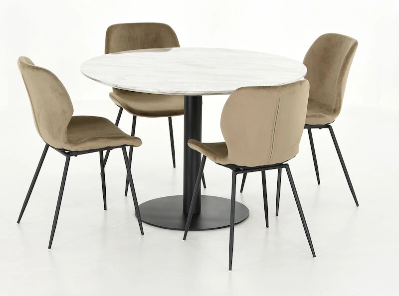 Veke, House Nordic House Nordic Bolzano-Aava 4-hengen Pyöreä Ruokailuryhmä Marmori/musta/beige - Image 2