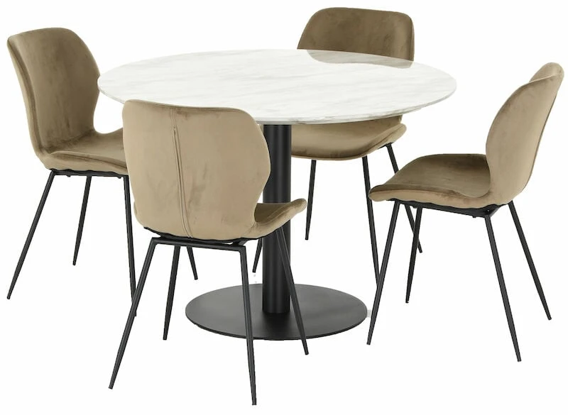 Veke, House Nordic House Nordic Bolzano-Aava 4-hengen Pyöreä Ruokailuryhmä Marmori/musta/beige