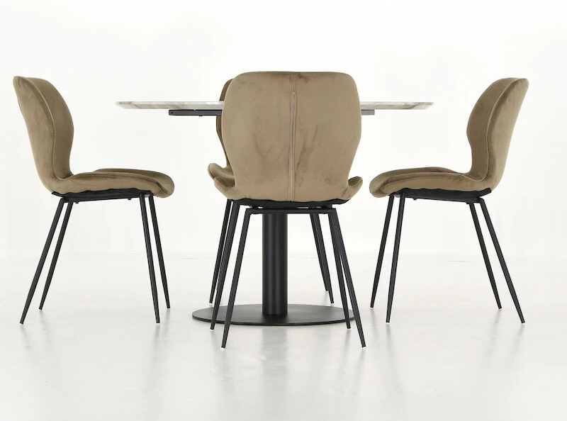 Veke, House Nordic House Nordic Bolzano-Aava 4-hengen Pyöreä Ruokailuryhmä Marmori/musta/beige - Image 4