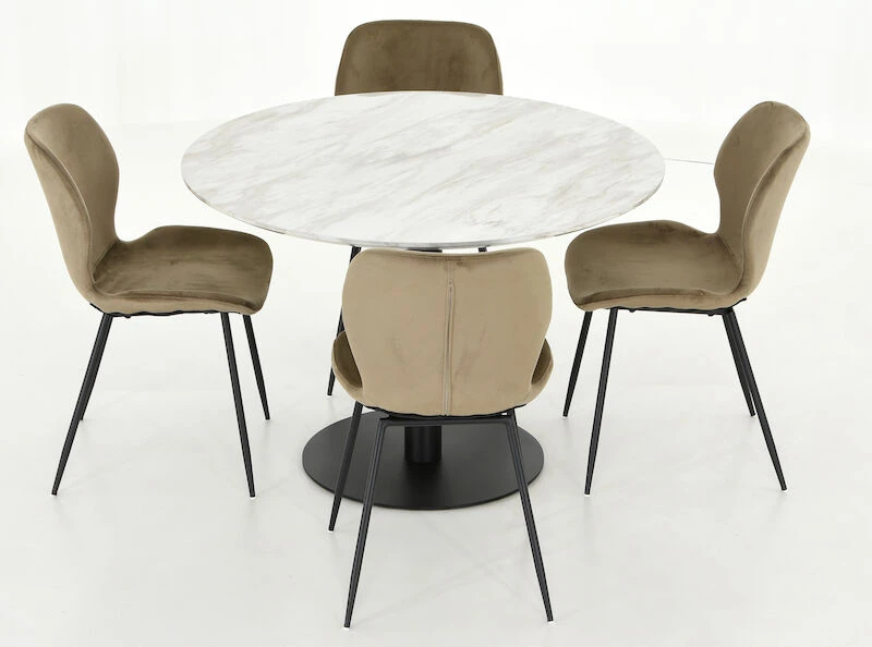 Veke, House Nordic House Nordic Bolzano-Aava 4-hengen Pyöreä Ruokailuryhmä Marmori/musta/beige - Image 6