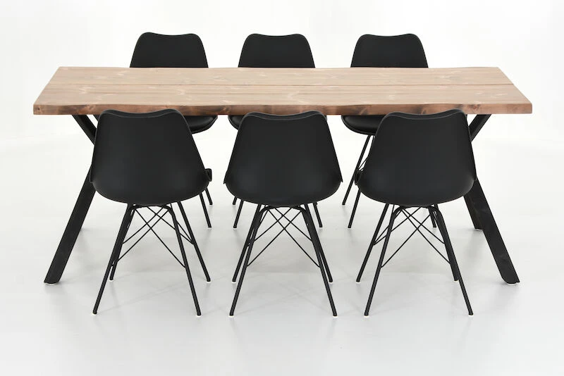 Veke Lana-Oslo 6-hengen Ruokailuryhmä, Musta/antiikkipetsattu - Image 3