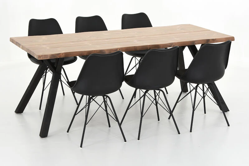 Veke Lana-Oslo 6-hengen Ruokailuryhmä, Musta/antiikkipetsattu - Image 5