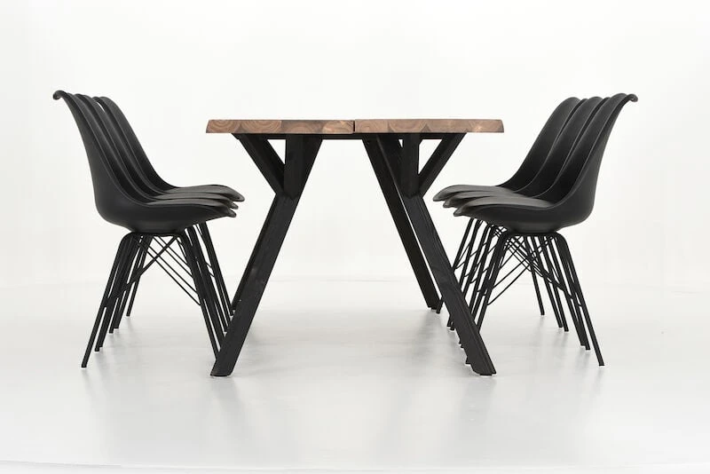 Veke Lana-Oslo 6-hengen Ruokailuryhmä, Musta/antiikkipetsattu