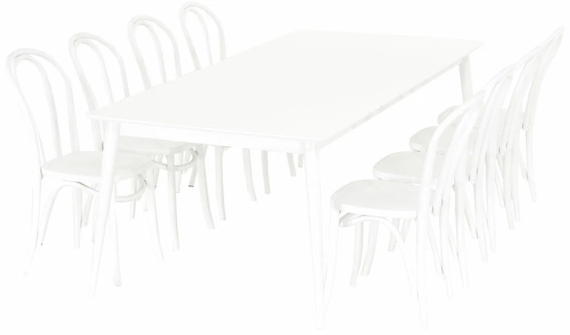 Veke Kaarna-Skara 8-hengen Ruokailuryhmä Valkoinen 3 Veke Kaarna-Skara 8-hengen Ruokailuryhmä Valkoinen