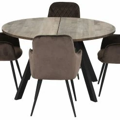 Veke, House Nordic Kaiku-Harbo 4-hengen Pyöreä Ruokailuryhmä Mustavahattu Tammi/musta/ruskea