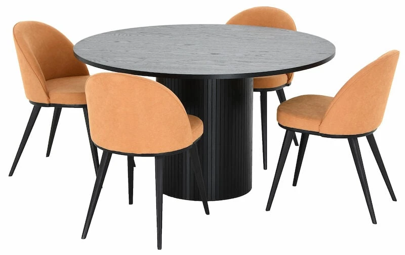 Veke Korpi-Louna 4-hengen Pyöreä Ruokailuryhmä Musta/antrasiitti Mustat Jalat - Image 2