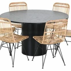 Veke Korpi-Pyry Pyöreä 6-hengen Ruokailuryhmä Musta/luonnonväri -Veke Myymälä Veke Korpi Pyry pyorea 6 hengen ruokailuryhma 1