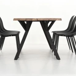 Veke Lana-Syli 6-hengen Ruokailuryhmä Musta/antiikkipetsattu