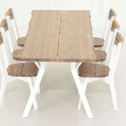 Veke Lana 6-hengen Ruokailuryhmä Antiikkipetsattu/valkoinen -Veke Myymälä Veke Lana ruokailuryhma 6 hengen antiikkipetsattu valkoinen 4 2