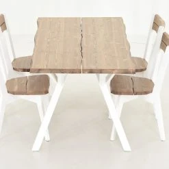 Veke Lana 4-hengen Ruokailuryhmä, Antiikkipetsattu/valkoinen -Veke Myymälä Veke Lana ruokailuryhma 4 hengen antiikkipetsattu valkoinen 4 2